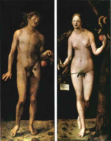 Adam and Eve showing their nipples